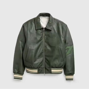 Veste bomber en cuir sur mesure, respirante et confortable pour homme, manches longues, best-seller, veste d'hiver pour homme - Product Image 1