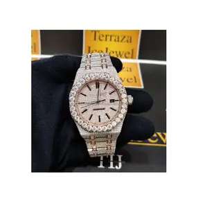 New Trendy Diamond Watch for Unisex Rose Gold VVS Moissanite Mechanical Automatic Diamond Watch from Indian Supplier