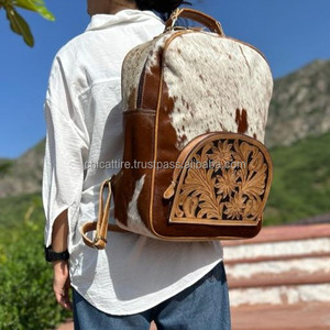 Nouveau élégant mode chaude usiné à la main en cuir de fourrure de vachette sac à dos élégant sculpture en cuir sac à dos en cuir de Style occidental - Product Image 3