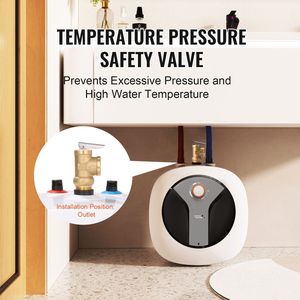 Calentador de Agua Eléctrico Mini de 1440W, Calentador de Agua Caliente de 8 Galones con Válvula de Seguridad de Temperatura y Presión, Fácil Instalación, Enchufe Europeo - Product Image 6