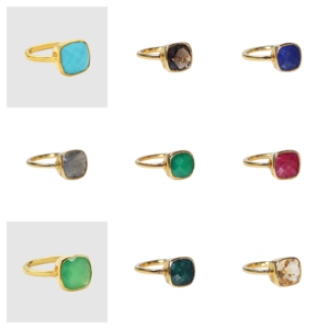 Handmade Cushion Shape <b>Turquoise</b> Gemstone Women <b>Ring</b> - Fashion Gold Plated <b>Rings</b> - Wholesale Bulk Price <b>Ring</b> - Product Image 4