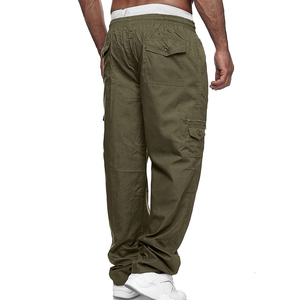 Pantalones Cargo Casuales Ligeros y Resistentes al Viento, 100% Algodón, Cintura Media, Frente Plano, Transpirables, Cintura Elástica - Product Image 2