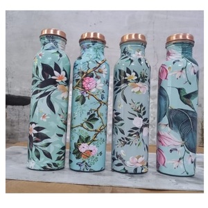 New Designer Water <b>Bottle</b> For Ayurveda Health Benefits Storage Metal Enamel Printed <b>Drinking</b> Water Health Benefit <b>Copper</b> <b>Bottle</b> - Product Image 1