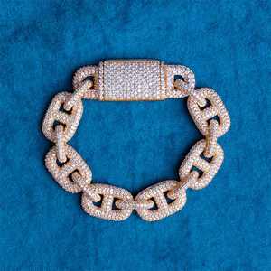 สร้อยข้อมือเพชรแบบมาริเนอร์ลิงค์สุดหรูสำหรับผู้ชาย สีเงิน สีทอง สไตล์ฮิปฮอป ประดับเพชรเต็มเส้น เครื่องประดับพรีเมียม - Product Image 4