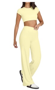 Pantalones de yoga de cintura alta con corte de bota para mujer, leggings de pierna ancha, diseño personalizado, pantalones acampanados de fitness al por mayor - Product Image 3