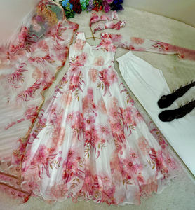 Ensemble robe Anarkali et dupatta style indien pakistanais, imprimé numérique, pour femme, prêt-à-porter, prix de gros - Product Image 1