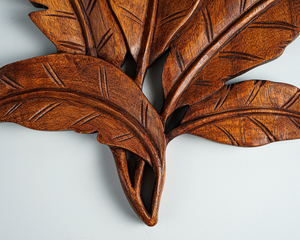 Decoración de Pared de Hoja de Plátano de Madera, Tallado Artesanal en Madera, Arte Decorativo para Sala de Estar, Dormitorio, Comedor, Oficina, Hotel, Resort - Product Image 6