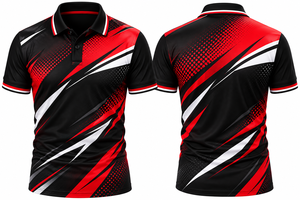 Conjunto de Polo Deportivo de Verano para Hombre, Color Rojo y Negro, Tejido de Punto, Transpirable, Estampado, Manga Corta, Uniforme para Equipo - Product Image 1