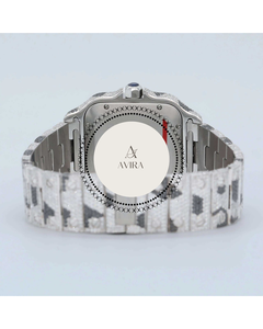 Reloj Deportivo de Acero Inoxidable con Bandera Americana para Hombre, Chapado en Oro Blanco, Cristal de Cuarzo, Completamente Adornado con Diamantes Moissanite, Regalo de Cumpleaños - Product Image 6