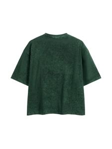 Camiseta de Manga Corta con Cuello Redondo para Hombre, Corte Holgado, Color Sólido, Algodón Lavado, Estilo Informal - Product Image 2