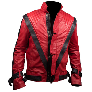 Chaqueta de Motociclista de Cuero Roja para Hombre, Talla Grande, Cuello Alto, Estilo Biker, Corte Regular, Ropa de Abrigo para Otoño - Product Image 5