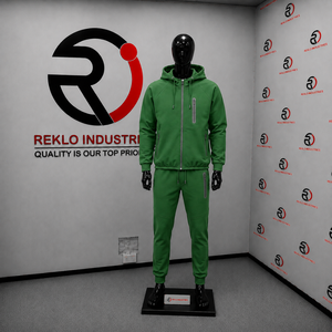 Conjunto Deportivo para Hombre con Capucha Verde, Sudadera con Cierre Completo y Pantalones, Color Sólido, Transpirable, de Poliéster y Algodón, para Otoño - Product Image 3