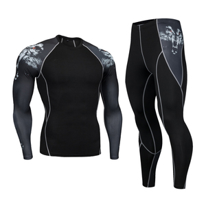 Ensemble de compression pour hommes, vente en gros, nouvelle arrivée, 2 pièces, manches longues, vêtements d'entraînement, ensemble de gym hiver, ensemble de compression - Product Image 5