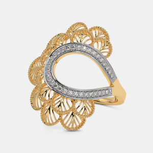 Luxury Women's 18K <b>Gold</b> Filled Flower <b>Cocktail</b> <b>Ring</b> With Crystal Rhinestone Party Jewelry - Product Image 3