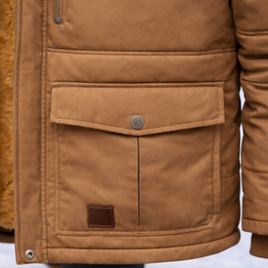 Chaqueta de invierno para hombre con capucha, repelente al agua, a prueba de viento, parka gruesa, abrigo de invierno con forro interior de piel suave y cremallera suave. - Product Image 2