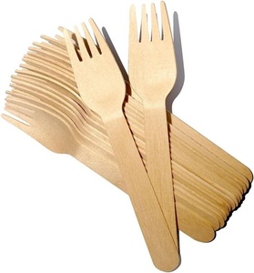 Biodegradable Compostable 155mm Natural Birchwood Fork for Catering Use Pack 25 Pieces Set 2026 - Product Image 1