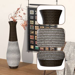 Vase de sol élégant bicolore brun foncé de 39 pouces, en rotin artificiel durable, décoration d'appoint haute et élégante - Product Image 6