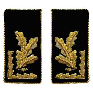 Tela Personalizada con Bordado de Hilos de Oro, Botón de Presión de Latón y Clip de Latón, Parches de Cuello para Uniforme - Product Image 1