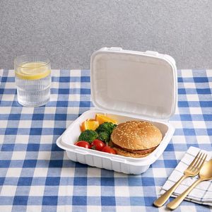 ถุงใส่ก๋วยเตี๋ยวแบบฝาพับ 8x8 นิ้ว ทนทาน กันน้ำ ย่อยสลายได้ เป็นมิตรกับสิ่งแวดล้อม ทำจากชานอ้อย ป้องกันการรั่วซึม - Product Image 1