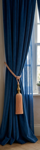 Elegant Peach Tassel <b>Curtain</b> Tieback with Brass Finial Classic Decorative Window Accessory - Product Image 3