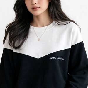 Sudadera Unisex Oneten con Bloques de Color, Cuello Redondo, Corte Holgado Informal, 100% Poliéster, Estampada, Servicio OEM de Primavera - Product Image 5