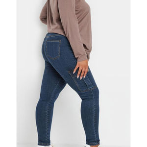 Pantalones Cargo de Mezclilla para Mujer, Estilo Streetwear, 8 Bolsillos, Corte Holgado, Transpirables - Product Image 2