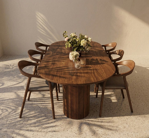 Modern Oval Solid Wood <b>Dining</b> <b>Table</b> with 6 Chairs Midcentury Design Customized Home Furniture for <b>Dining</b> Room - Product Image 3