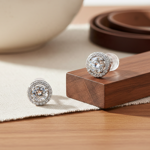Pendientes de Diamantes de Laboratorio de 1 Quilate con Halo Circular, en Plata de Ley 925, Joyería de Boda de Lujo para Mujer - Product Image 6