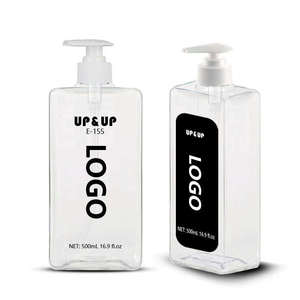ขวดพลาสติก PET แบบเติมได้ ขนาด 500 มล. 16.9 ออนซ์ พร้อมหัวปั๊มสเปรย์ สำหรับบรรจุภัณฑ์แบบแบน พิมพ์ลายได้ตามต้องการ ใช้สำหรับแชมพู ครีมนวดผม และสบู่เหลว - Product Image 1