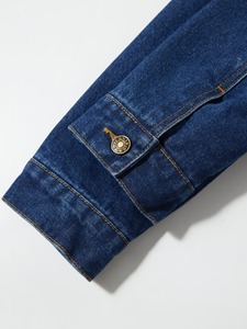 Men Denim Jacket Winter Casual Outwear Front Custom Logo OEM Service Streetwear Oversize Regular Fit Front <b>Button</b> Closure - Product Image 5