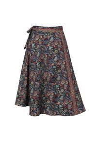 Jupe longue décontractée en satin de polyester imprimé motif cachemire avec cordon de serrage, lavable et respirante, collection printemps, fabricant - Product Image 2