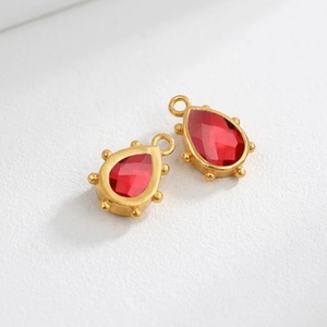 Quartz Pink Tourmaline <b>Gold</b> Beaded Teardrop <b>Pendant</b> Faceted Gemstone Charms for DIY Necklace Jewelry Making Supplies - Product Image 1