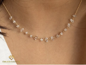 Collier de luxe en diamant DEF couleur VS clarté VVS, or massif 14K 18K, bijoux minimalistes en cristal superposés, collier ras du cou de mariée - Product Image 5