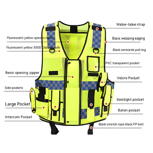 Golden Weather Safety Hi-Vis Reflective Vest Workwear Multi-Pocket Design 100% Polyester Mesh Customizable Color Guard Uniform - Product Image 5