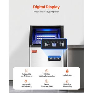 อุปกรณ์ครัวเชิงพาณิชย์ เครื่องทำน้ำแข็ง 100 ปอนด์/24 ชม. ความจุเก็บน้ำแข็ง 16 ปอนด์ 36 ก้อนน้ำแข็ง 15 นาที จอแสดงผลดิจิตอล LED - Product Image 4