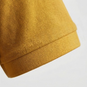 Polo en tricot uni pour homme, manches courtes, fermeture éclair, style décontracté, coupe classique, jaune moutarde - Product Image 6