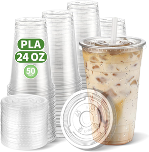 แก้วพลาสติก PLA ขนาดใหญ่ 24 ออนซ์ ย่อยสลายได้เองตามธรรมชาติ ยี่ห้อ Homelink Clear Compostable ป้องกันการรั่วซึม ปราศจากสาร BPA ได้รับการรับรองมาตรฐาน BPI - Product Image 2
