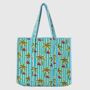 Sac fourre-tout d'été en toile imprimé palmiers, résistant à l'eau, style bohème, pour femme - Product Image 1