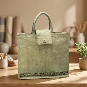 Most Demanded Flap Jute Shopping <b>Bag</b> Woven Carry Tote Rope Handle <b>Reusable</b> <b>Bag</b> for Grocery Shopping Travel and Daily Use - Product Image 1