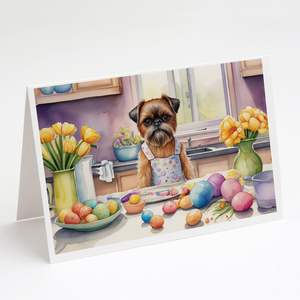 Whimsical Brussels Griffon Easter Decor Pack 8 A7 Size <b>5x7</b> Blank Note Cards with <b>Envelopes</b> for Greeting or Personal Use - Product Image 1