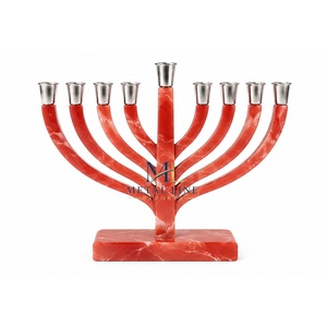 Ménorah décorative en résine à 9 branches pour Hanouka, porte-bougie juif, pour le marché israélien, cadeaux judaïques, vente en gros - Product Image 1