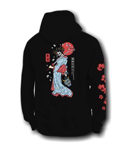 Sweat-shirt graphique surdimensionné personnalisé Geisha Samurai, conçu pour le confort, le style et une image de marque haut de gamme. Disponible avec étiquette privée OEM ODM. - Product Image 1