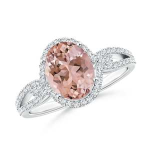 14K Solid Gold Oval Morganite Split Shank <b>Ring</b> with Diamonds Handmade <b>Customized</b> Fine Jewelry Wedding Engagement - Product Image 1