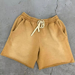 Pantalones Cortos Deportivos de Felpa Francesa 100% Algodón con Cordón Ajustable, Diseño Personalizado, Estilo Vintage Lavado Ácido para Hombre, Novedad 2026 - Product Image 3