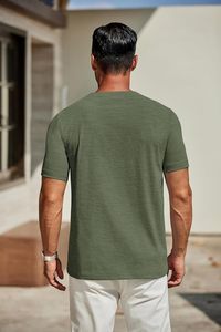 เสื้อยืดคอกลมแขนสั้นผู้ชาย ผ้าฝ้ายพรีเมียม สัมผัสนุ่ม ระบายอากาศได้ดี สวมใส่สบายๆ ในฤดูร้อน ทรงเข้ารูปพอดีตัว - Product Image 5