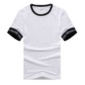 Ensemble T-shirt blanc et short bleu clair pour homme - Col rond - Tenue décontractée d'été - Tissu tricoté respirant - Couleur unie - 100% coton - Product Image 2