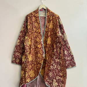 Handmade Vintage Reversible Quilted <b>Kantha</b> Umbrella Cut Coat Boho <b>Jacket</b> - Product Image 1