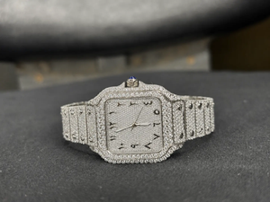 Luxury Square <b>Arabic</b> Dial VVS Moissanite Stainless Steel Women's <b>Watch</b> with Automatic Mechanical Movement and Auto Date - Product Image 1