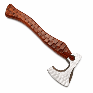 Custom Handmade <b>Axe</b> Head in Carbon Steel with Wood <b>Handle</b> Leather Sheath Industrial & DIY Grade 5in Blade 20in Overall Length - Product Image 1
