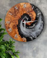 Handmade Wooden Hanging Quartz Epoxy Resin Live Edge Wood Mirror Acrylic Numbers Modern Minimalist Design Silent Wedding
